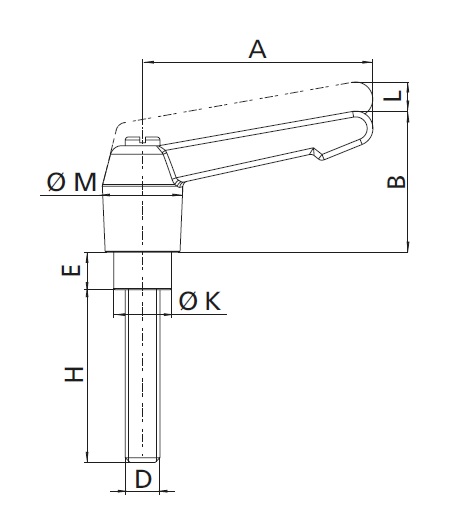 Klemmhebel M8 Edelstahlschraube + Kunststoffgriff