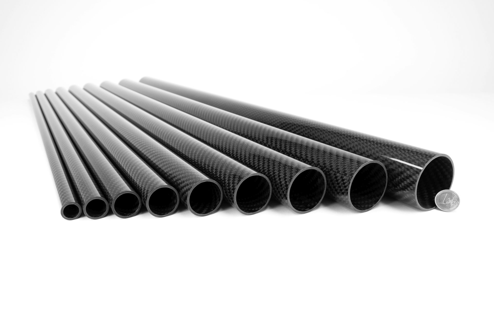 Länge Hochglanz Carbon Rohr Ø 22mm Sichtcarbon CFK Kohlefaser Tube 3K Köper 