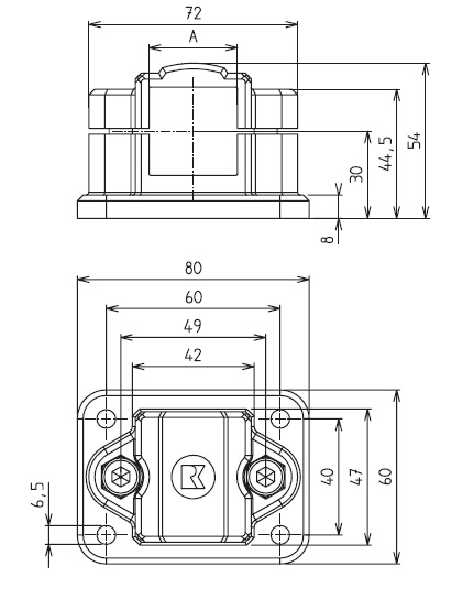 Flanschklemmstück FKV Für Rohre 30x30mm Flanschklemmstück FKV Für Rohre 30x30mm